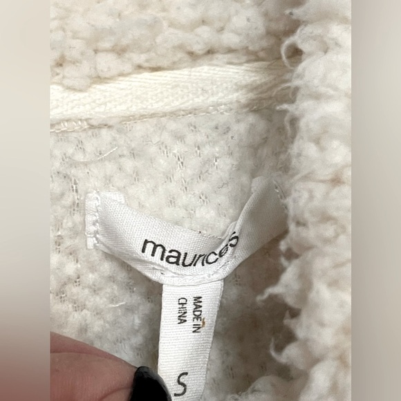 Maurice’s Sherpa Zipper Sweatshirt Cream/Peach/Brown Size Small - Picture 5 of 6